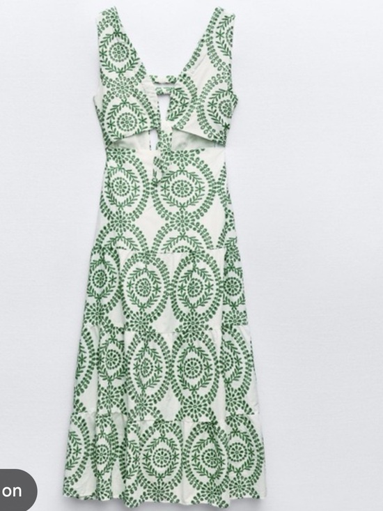 Zara Dresses & Skirts - Zara NWT CUTWORK Knotted White Dress with Green Embroidered Viral blogger fave